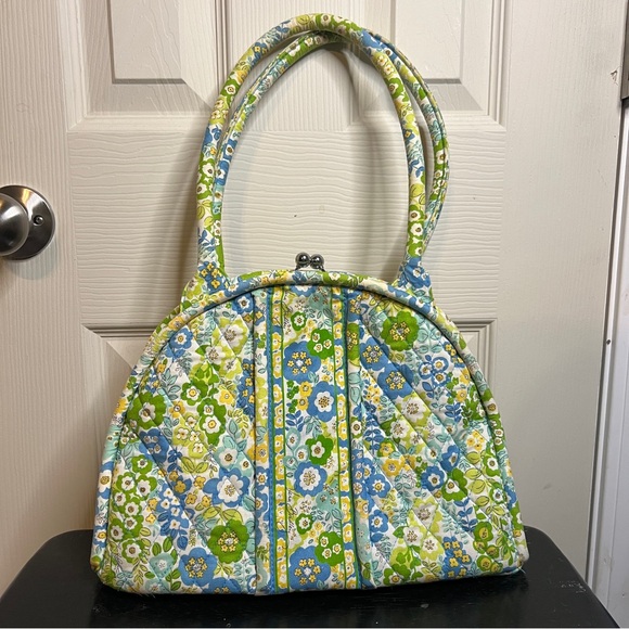Vera Bradley Purse Bag Toggle Closure English Meadow Floral blue yellow green - Picture 1 of 7